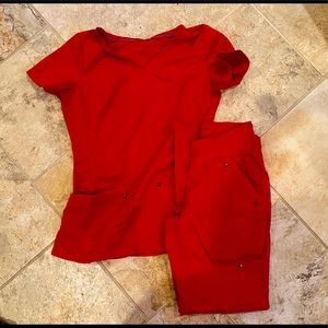 Red scrub set